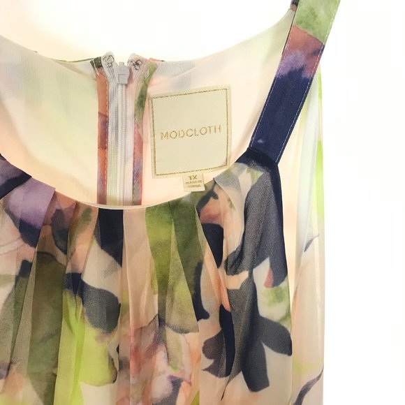 Womens Plus Size 1X ModCloth Essence Of Presence Floral Chiffon Maxi Dress - Picture 7 of 9